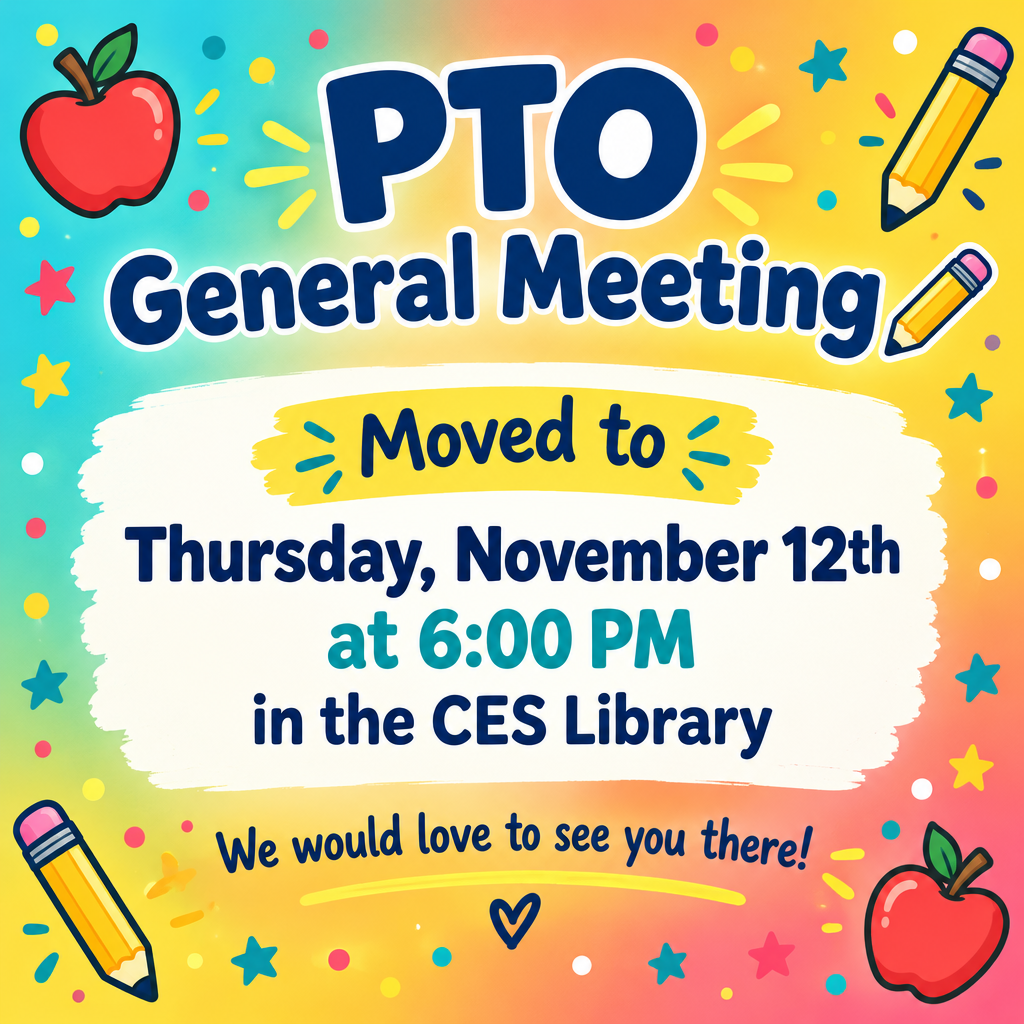 PTO Meeting November 12, 6PM, CES Library